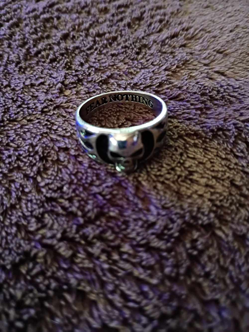Silver Skull Flame Ring - Men's Stainless Steel Skull Band